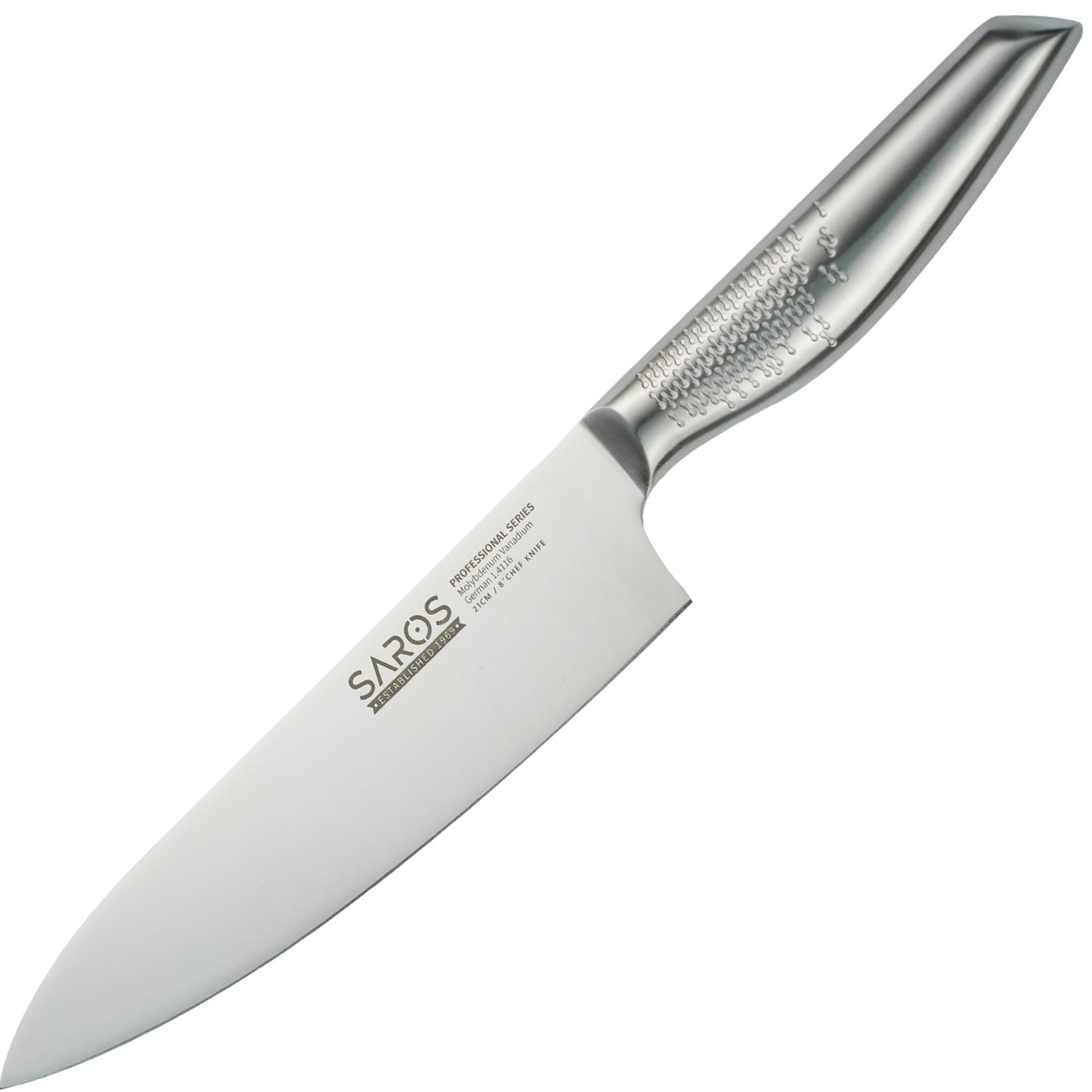 IGNITED CUTLERY SAROS Western Gyuto Chef Knife – Ultra-Fine Edge, Mirror-Polished Stainless Steel Professional Kitchen Knife for Meat & Vegetables