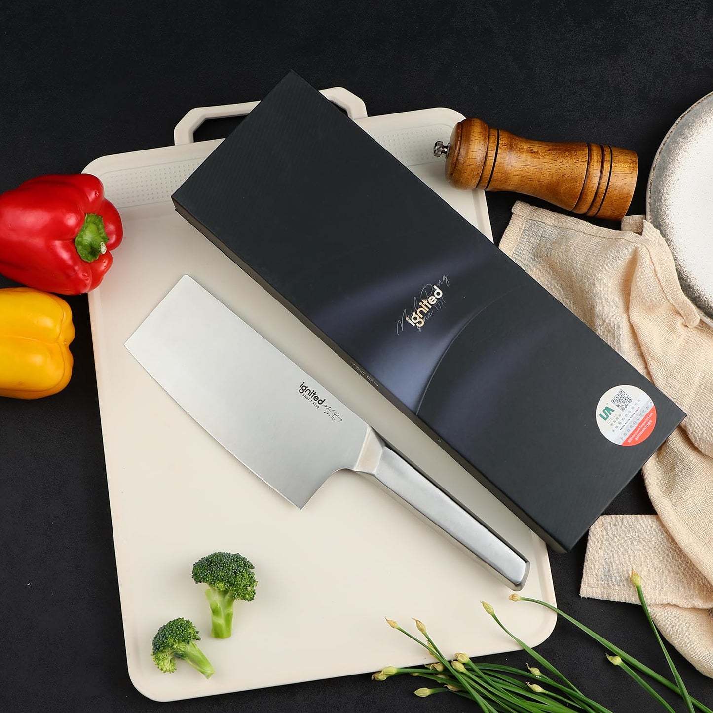 IGNITED CUTLERY Full Steel Slicing Knife – German 1.4116 Stainless Steel, One-Piece Forged Blade, Razor Sharp Chef Knife for Precision Cutting