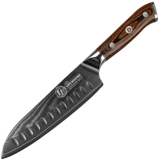 IGNITED CUTLERY Year of the Snake Limited Edition Santoku Knife – Damascus Powder Steel Multi-Purpose Kitchen Chef’s Knife