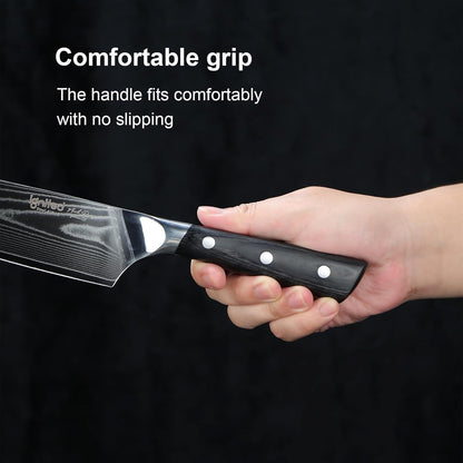 IGNITED 8" Premium Damascus Chef's Knife – 67-Layer Damascus Craft, AUS-10 Core, Black Pakkawood Handle, Ergonomic Design, Triple-Rivet Construction