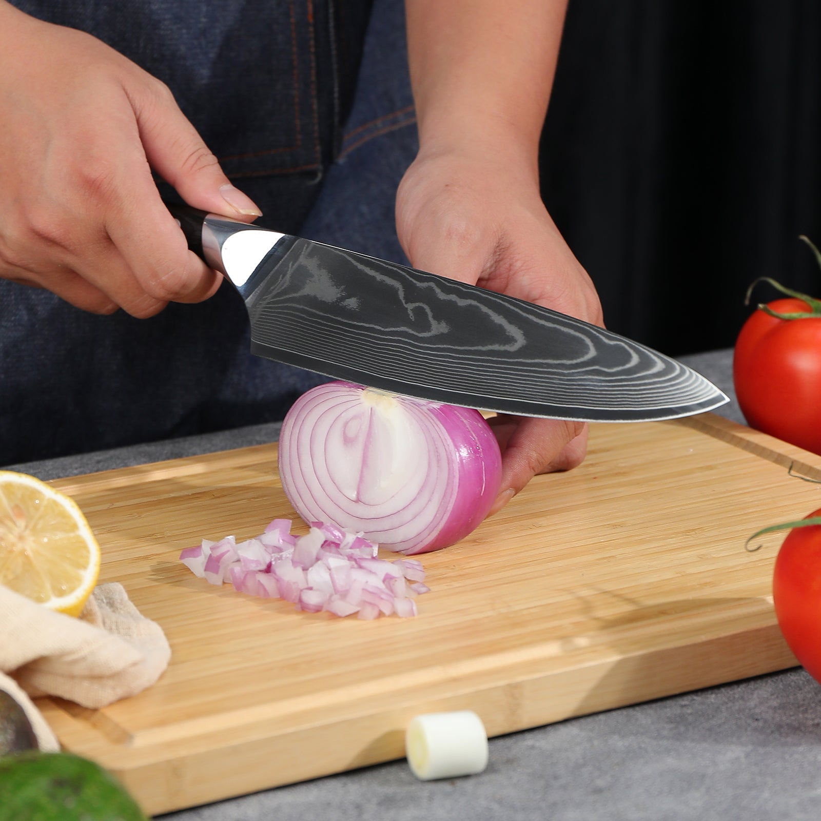 Damascus chef knife