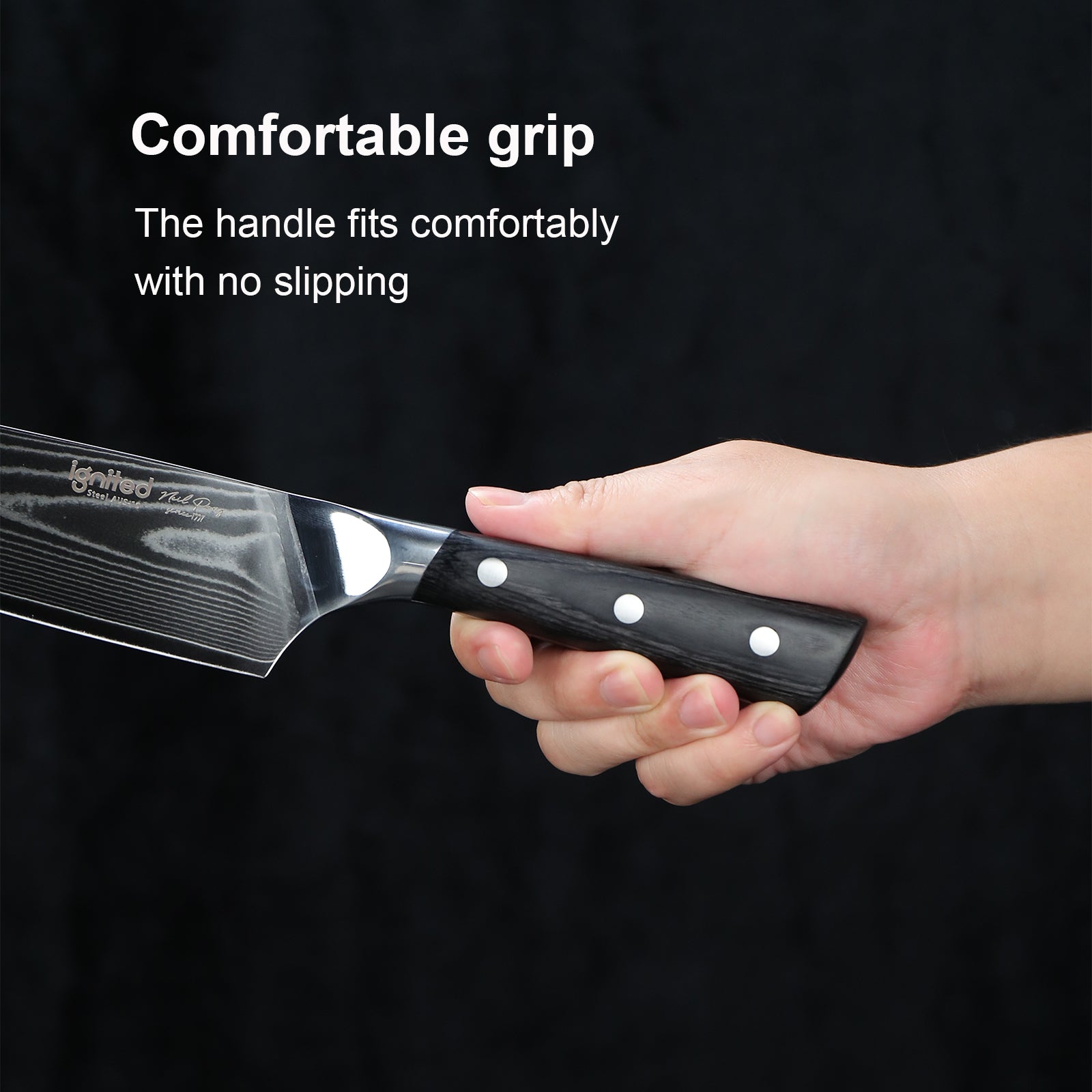 Wooden handle kitchen knife